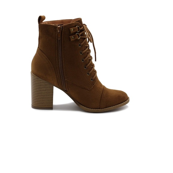 Tan Ollio Lace Up vegan Suede Boots - Picture 4 of 4